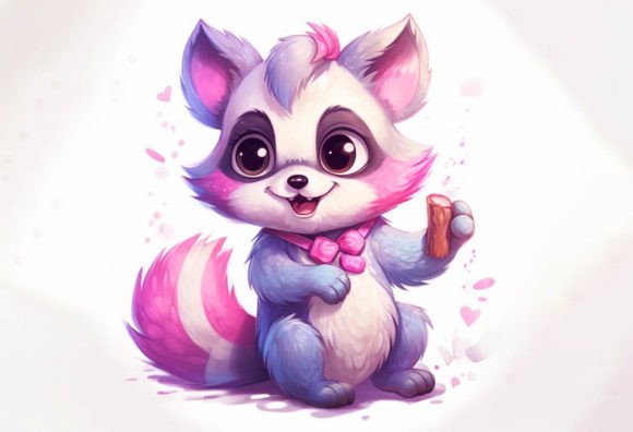 Adorable Racoon Kawaii Animal Digital Art for Crafters
