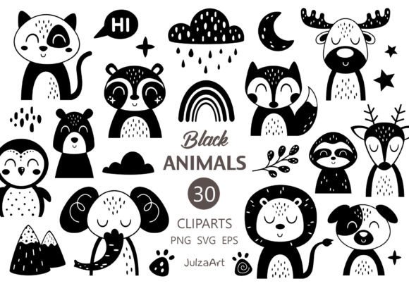 Black Animal Clipart: Adorable SVG & PNG Graphics