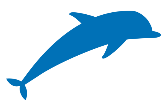 Dolphin Silhouette: Blue Animal Sea Fauna Symbol