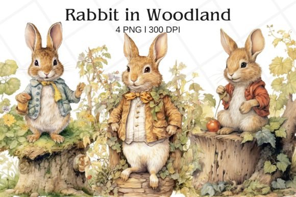 Rabbit Woodland Animal Watercolor: A Whimsical Asset for Modern Creators