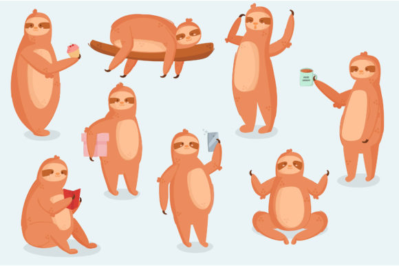 Unleashing Creativity with Sloth Animal Character Different Poses